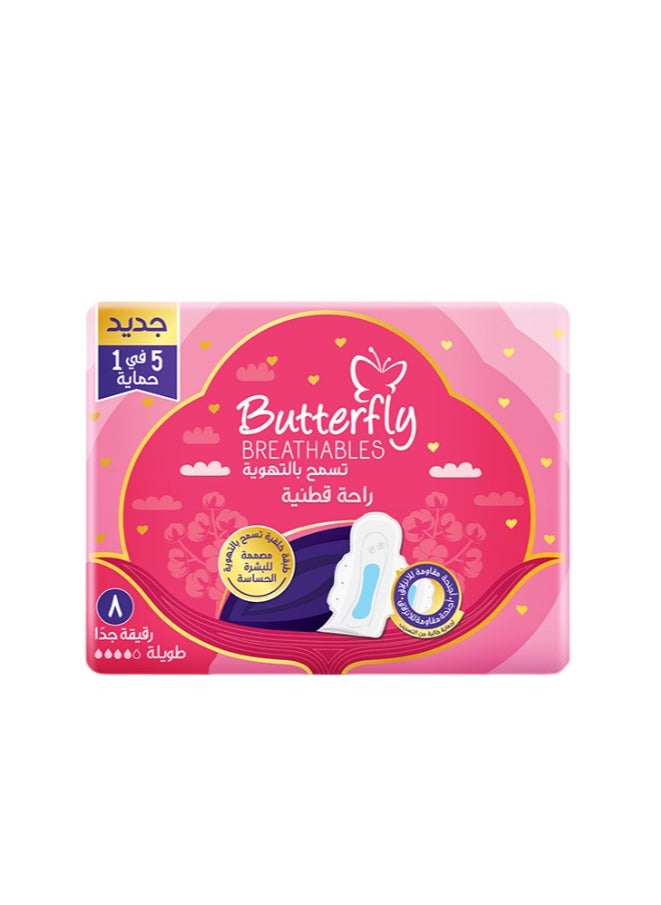 BUTTERFLY Butterfly Breathables Ultra-Thin Cottony Sanitary Pads Long - 8 Count  - Image 2
