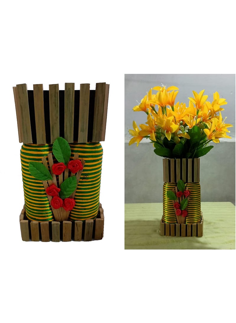 Peaches & Pink Bamboo Vase for Home Decor | Bottle Craft  - Image 1