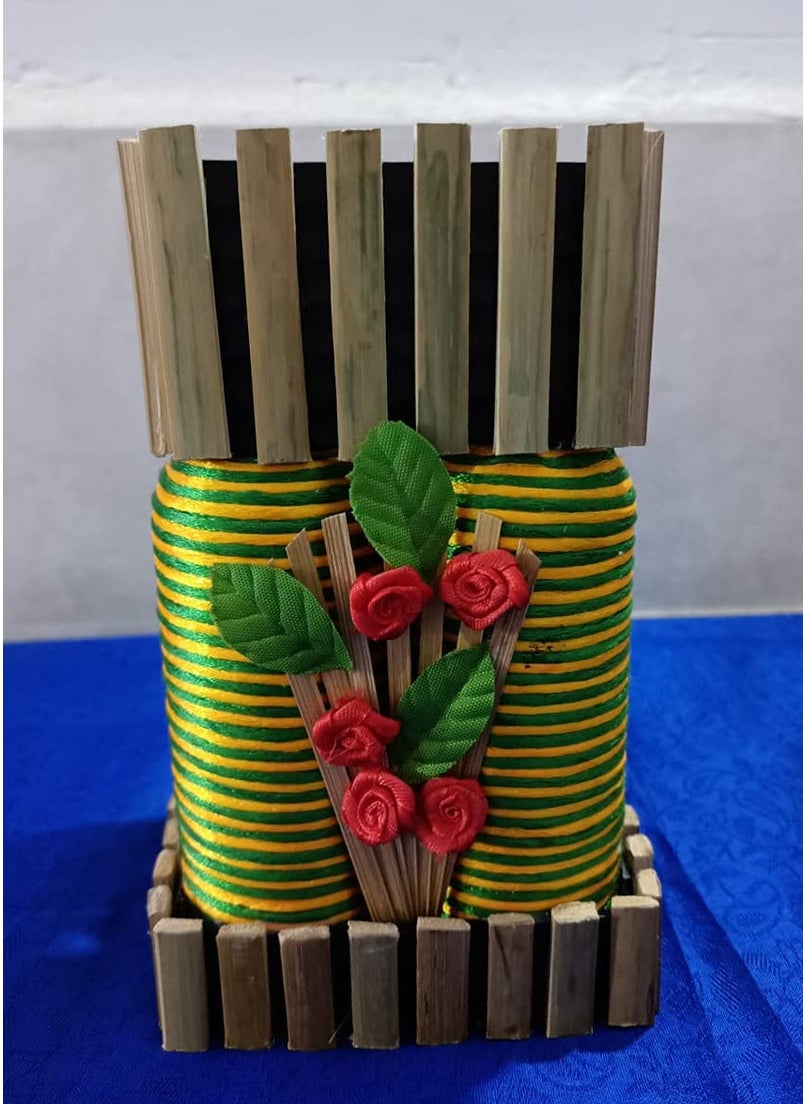 Peaches & Pink Bamboo Vase for Home Decor | Bottle Craft  - Image 2