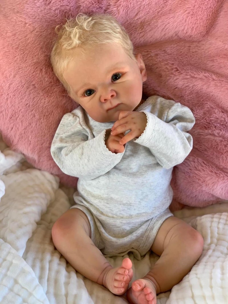 Zero Pam Realistic Reborn Baby Dolls Boy Silicone Full Body 18 inch Toddlers Newborn Baby Dolls Eyes Open with Hair Vinyl Full Limbs Washable Lifelike Reborn Babies Doll Toys for Kids 3 - Image 2