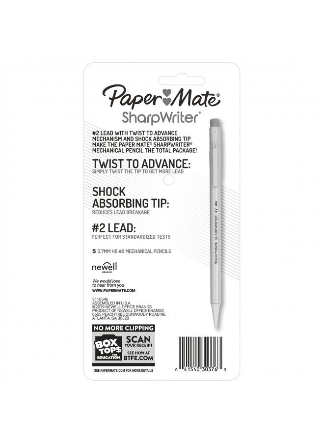 Paper Mate Papermate 3037631PP SharpWriter Mechanical Pencils, Twistable Tip, 0.7 Mm, Pack of 1 Blister, Total 5 Pencils  - Image 4