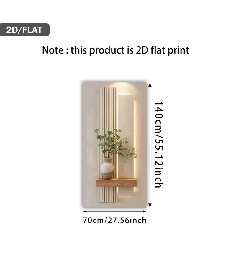 فن حائط عمودي حديث بسيط بدون إطار على قماش بحجم 27.56 × 55.12 بوصة، تصميم نباتي مسطح - Image 3