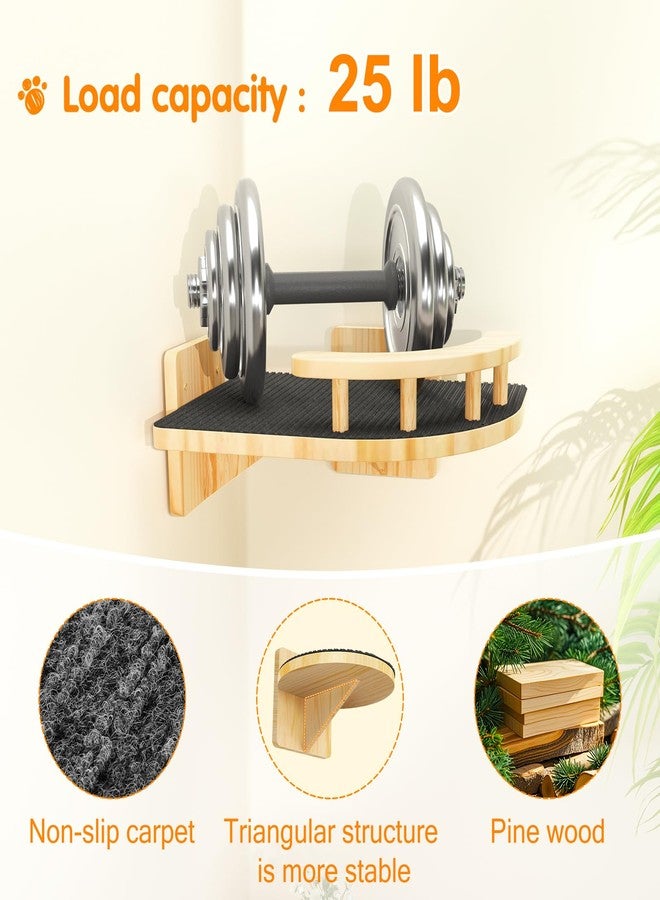XiaZ Cat Wall Shelves, Corner Cat Shelf with 3 Wide Perch Steps, Kitty Wall Climber Wooden Furniture up to 25lbs, Modern Floating Cats Stairs for Indoor Sleeping, Playing, Climbing - Image 5
