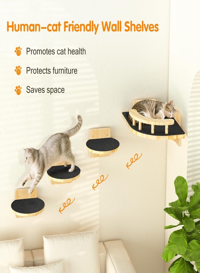 XiaZ Cat Wall Shelves, Corner Cat Shelf with 3 Wide Perch Steps, Kitty Wall Climber Wooden Furniture up to 25lbs, Modern Floating Cats Stairs for Indoor Sleeping, Playing, Climbing - Image 4