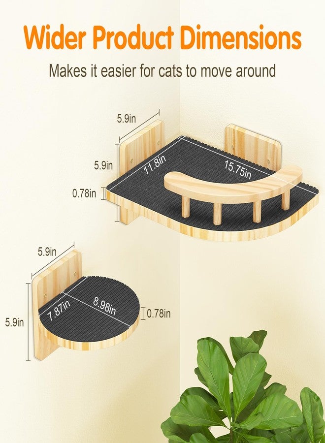XiaZ Cat Wall Shelves, Corner Cat Shelf with 3 Wide Perch Steps, Kitty Wall Climber Wooden Furniture up to 25lbs, Modern Floating Cats Stairs for Indoor Sleeping, Playing, Climbing - Image 3