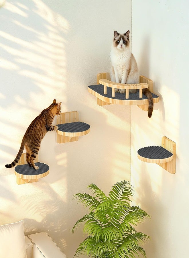 XiaZ Cat Wall Shelves, Corner Cat Shelf with 3 Wide Perch Steps, Kitty Wall Climber Wooden Furniture up to 25lbs, Modern Floating Cats Stairs for Indoor Sleeping, Playing, Climbing - Image 1