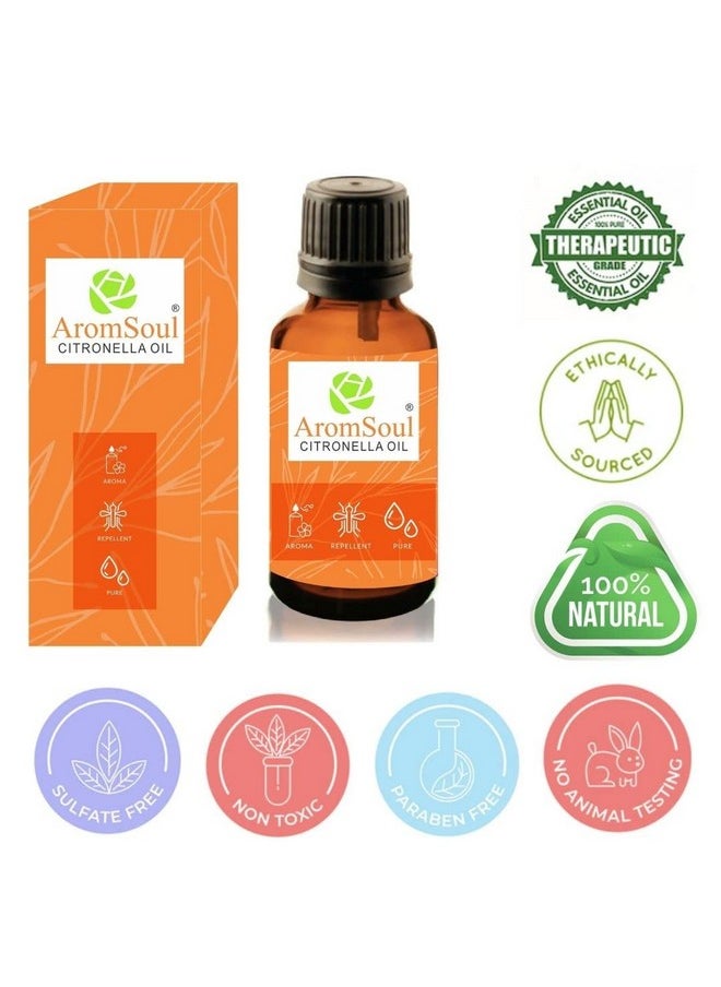 أرومسول - زيت السترونيلا العطري النقي والطبيعي بنسبة 100% بدرجة علاجية 100 مل للعناية بالشعر والبشرة، طارد للبعوض، علاج عطري منعش - Image 1