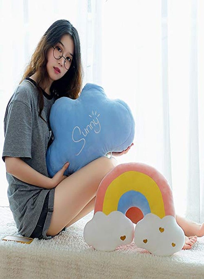 XIAOHONG Moon Rainbow Cloud Pillow, Soft Plush PP Cotton Filled Cloud Shaped Nursery Decor, Sofa Sleeping Pillow, 17.7 Inches - Image 1