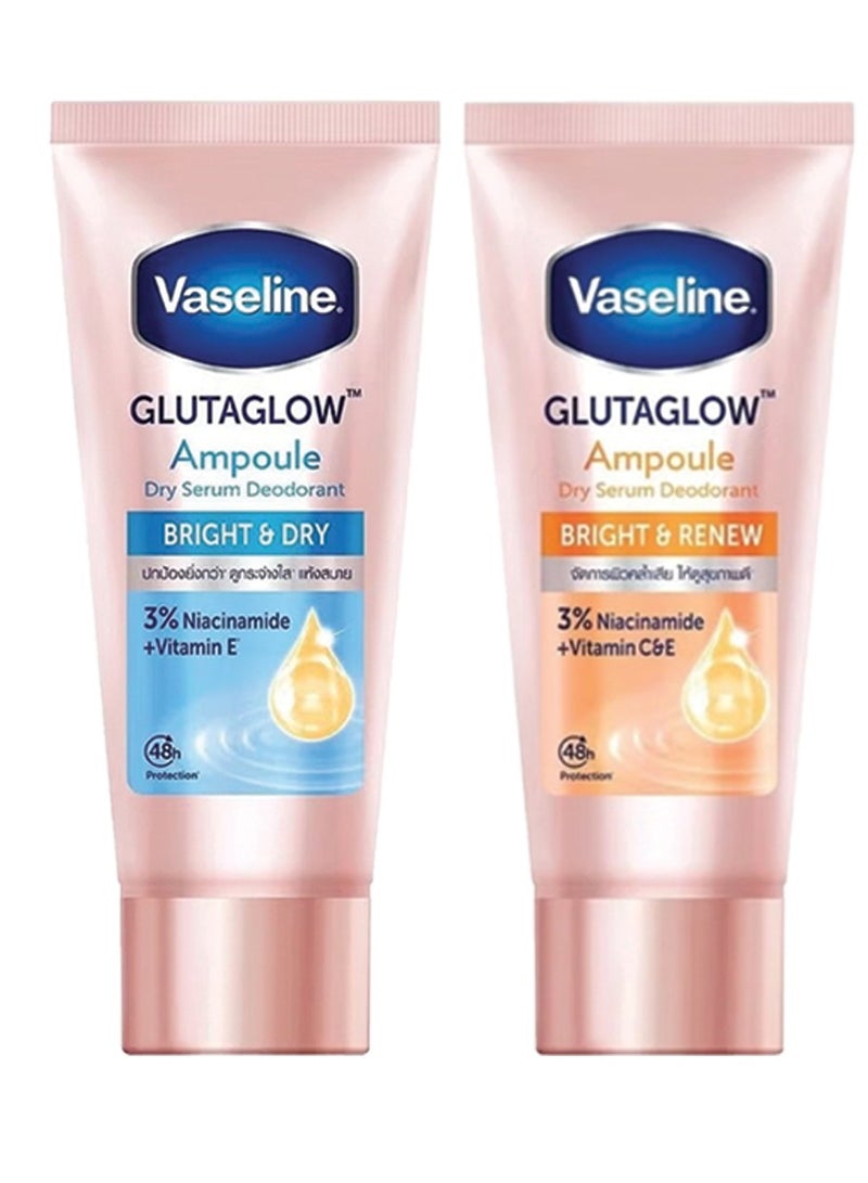 Vaseline Glutaglow Set of Bright & Dry and Bright & Renew Ampoule Dry Serum Deodorant each 45ml