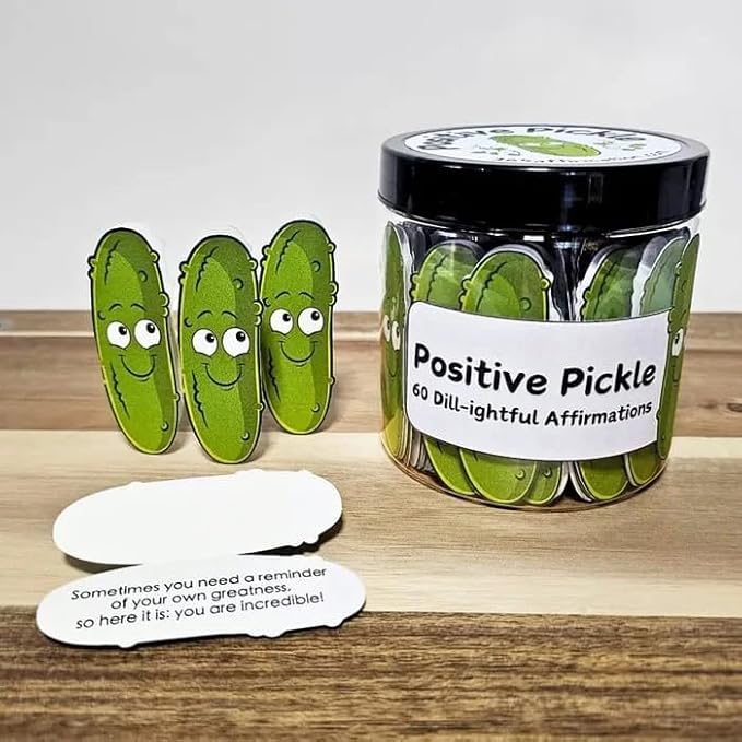 Positive Pickle Emotional Support Affirmation Cards,30/60 Sheets Positive Pickle Messages,Funny Pickle Cards in Jar,Positive Pickle Desk Gift for Coworker Care Package For Friend (Cucumber-60pcs) - Image 4