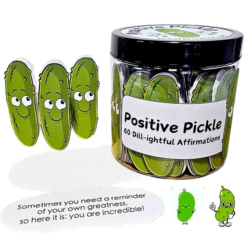Positive Pickle Emotional Support Affirmation Cards,30/60 Sheets Positive Pickle Messages,Funny Pickle Cards in Jar,Positive Pickle Desk Gift for Coworker Care Package For Friend (Cucumber-60pcs) - Image 1
