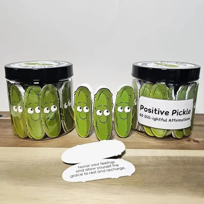 Positive Pickle Emotional Support Affirmation Cards,30/60 Sheets Positive Pickle Messages,Funny Pickle Cards in Jar,Positive Pickle Desk Gift for Coworker Care Package For Friend (Cucumber-60pcs) - Image 3