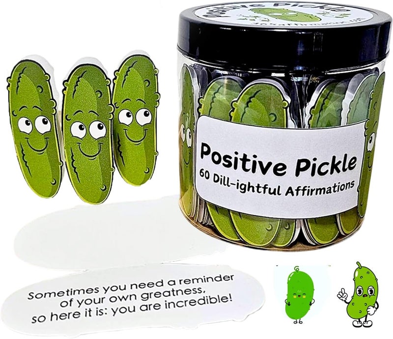 Positive Pickle Emotional Support Affirmation Cards,30/60 Sheets Positive Pickle Messages,Funny Pickle Cards in Jar,Positive Pickle Desk Gift for Coworker Care Package For Friend (Cucumber-60pcs) - Image 2