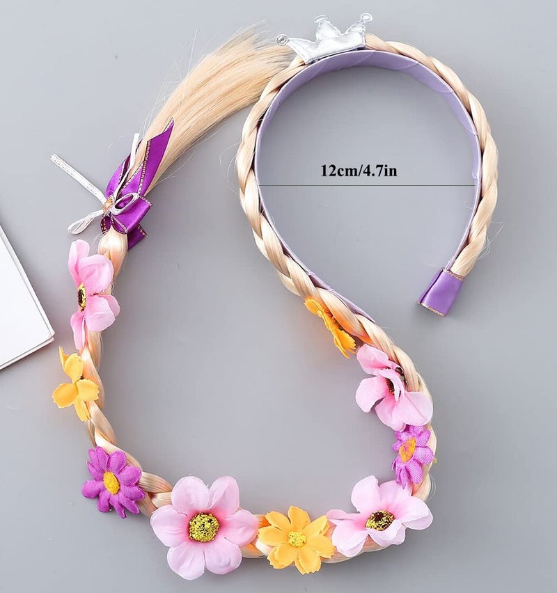 Yosbabe 2Pcs Long Braided Wigs Princess Hairpiece Wig Braid Girls Cosplay Headband Hair Dess up Accessories for Girls Toddler - Image 3
