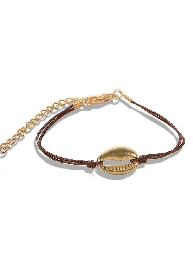 Women adjustable rope bracelet with shell design