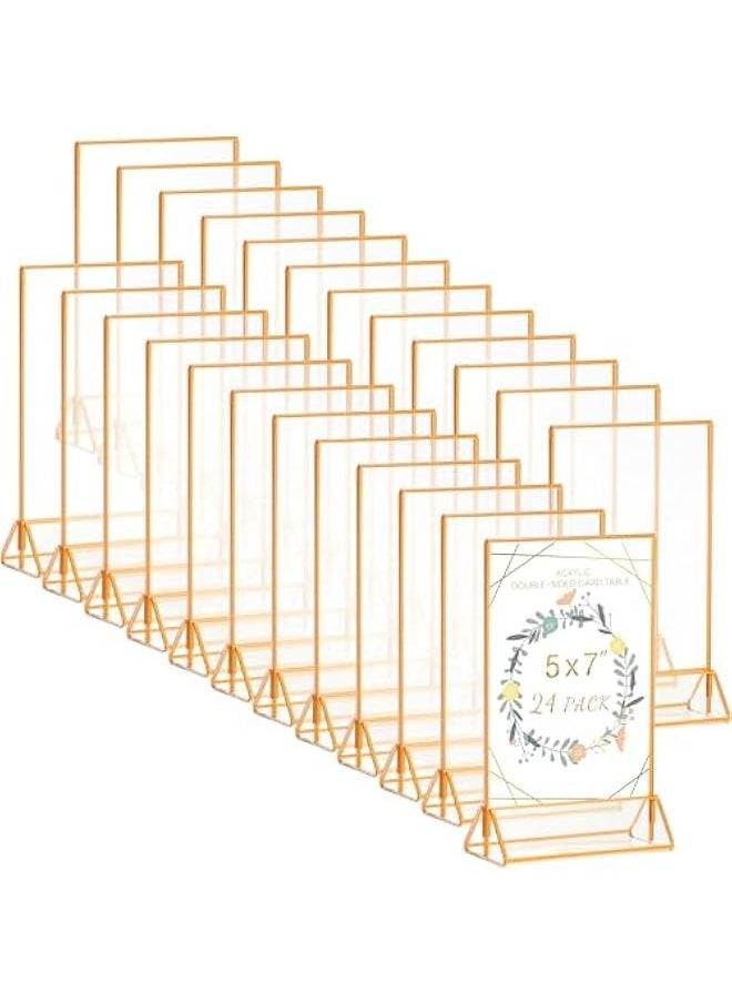Generic - Acrylic Gold Sign Holder,Wedding Table Numbers Picture Frames, Double Sided Menu Holders Picture Frames for Restaurants, Home, Photo Frames, Store (5 x 7- 24 Pack) - Image 1