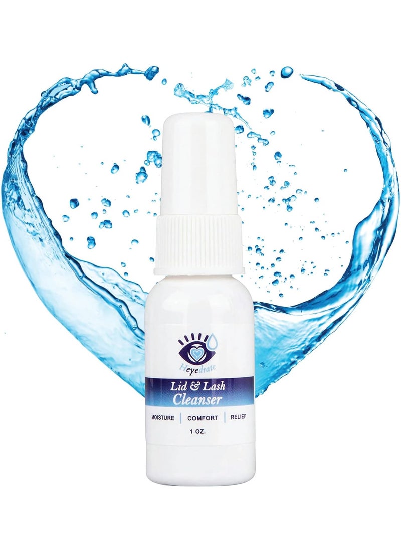 Eye Love Heyedrate Lid and Lash Cleanser Spray  Gentle Pure Hypochlorous Acid Spray for Eye Irritation  Fast Acting Soothing Formula  Everyday Eyelid Cleansing Spray  1 Ounce Bottle 