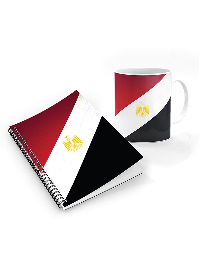 Stylizedd Designer Printed Coffee Mug + A5 Spiral Notebook Memo Notepad Journal Personalised Combo Gift Set Flag of Egypt