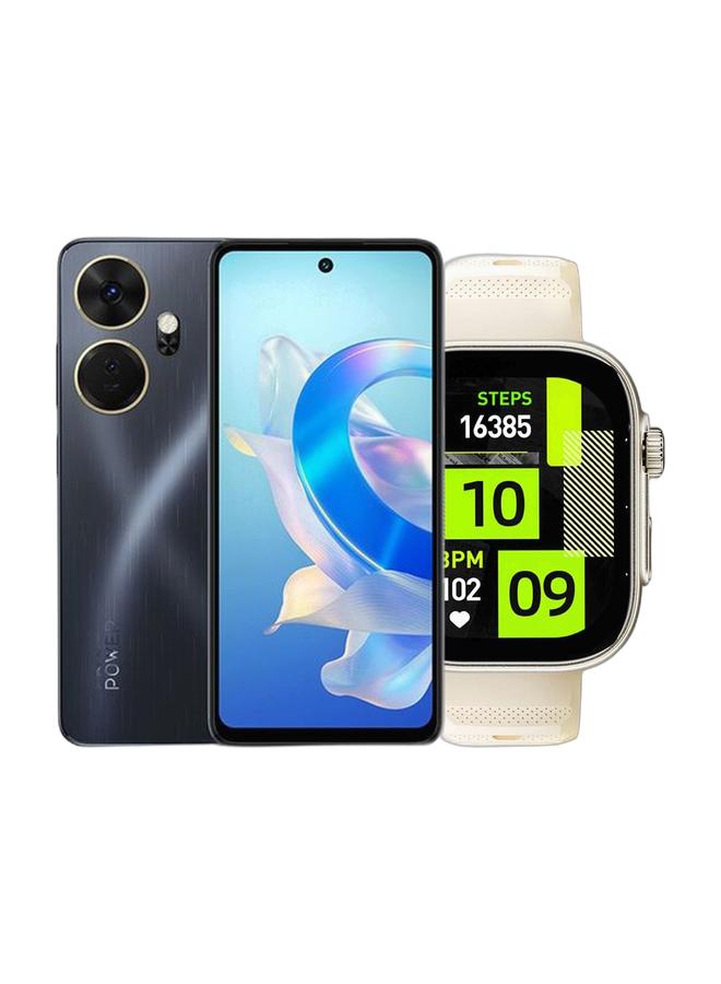 ITEL P55+ Dual SIM Meteor Black 8GB RAM 256GB 4G - Middle East Version & 300 mAh Smart Watch O23, Scratchproof Crystal Screen, IP68 Waterproof , 100+ Fitness Modes, Health Monitoring, Message Reminder, Bluetooth Calling, iOS And Android Compatible Champagne Gold Bundle - Image 1