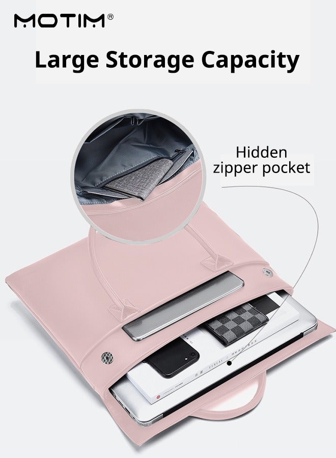 موتيم حقيبة كمبيوتر جلدية مقاس 14 بوصة حقيبة كمبيوتر للعمل، حقيبة كمبيوتر محمول متعددة المقصورات حقيبة بيانات الملفات، حقيبة كمبيوتر مقاومة للماء ومقاومة للاهتراء، حقيبة كمبيوتر للمحترفين - Image 4