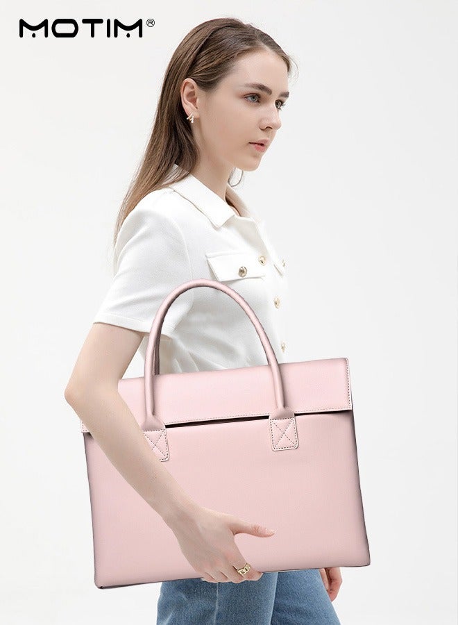 موتيم حقيبة كمبيوتر جلدية مقاس 14 بوصة حقيبة كمبيوتر للعمل، حقيبة كمبيوتر محمول متعددة المقصورات حقيبة بيانات الملفات، حقيبة كمبيوتر مقاومة للماء ومقاومة للاهتراء، حقيبة كمبيوتر للمحترفين - Image 3