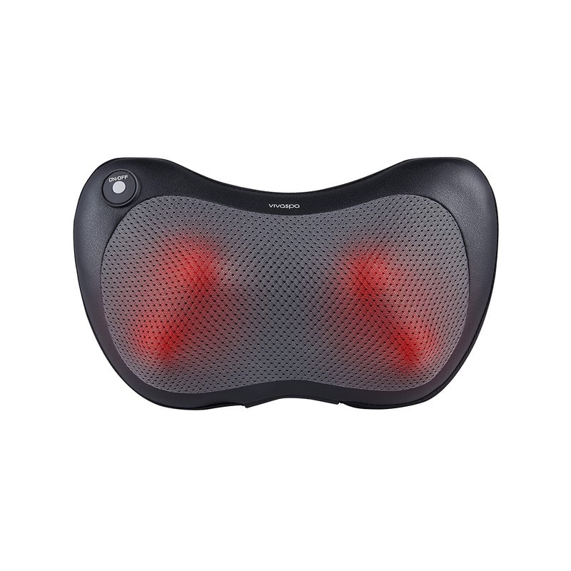 Vivitar Shiatsu Neck Shoulder Leg Lumbar Portable Massager Deep Kneading Massage Pillow with Heat Electric for Home Office Car Model MS4200