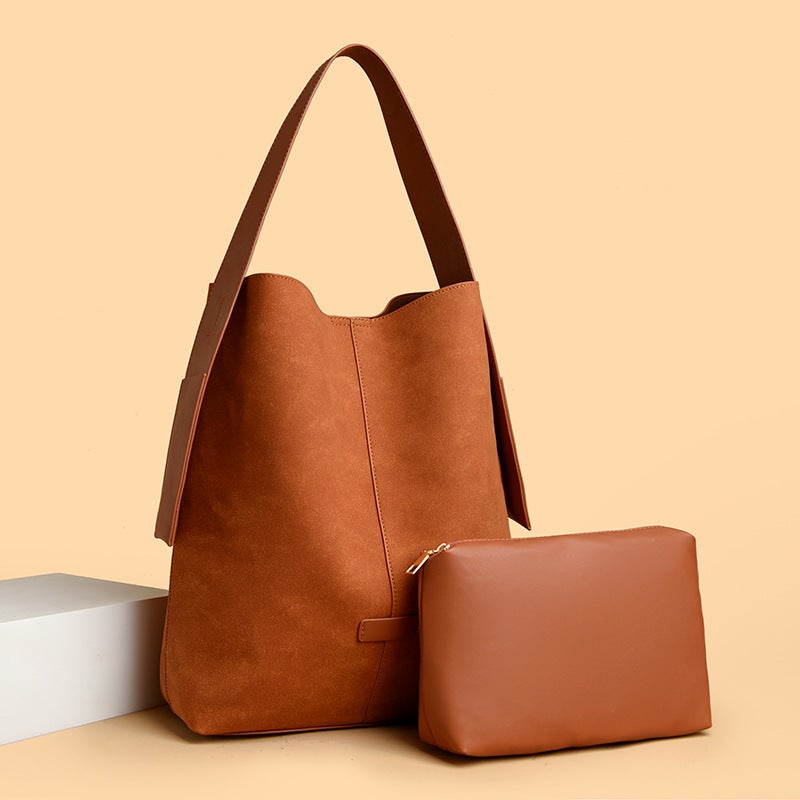 Fashion Tote Bag For Women, Korean Version, Solid Color, Retro, Casual, Large Capacity, Single Shoulder Bag, 2025 Niche, Mother-Daughter Bag, Underarm Bag - Image 2