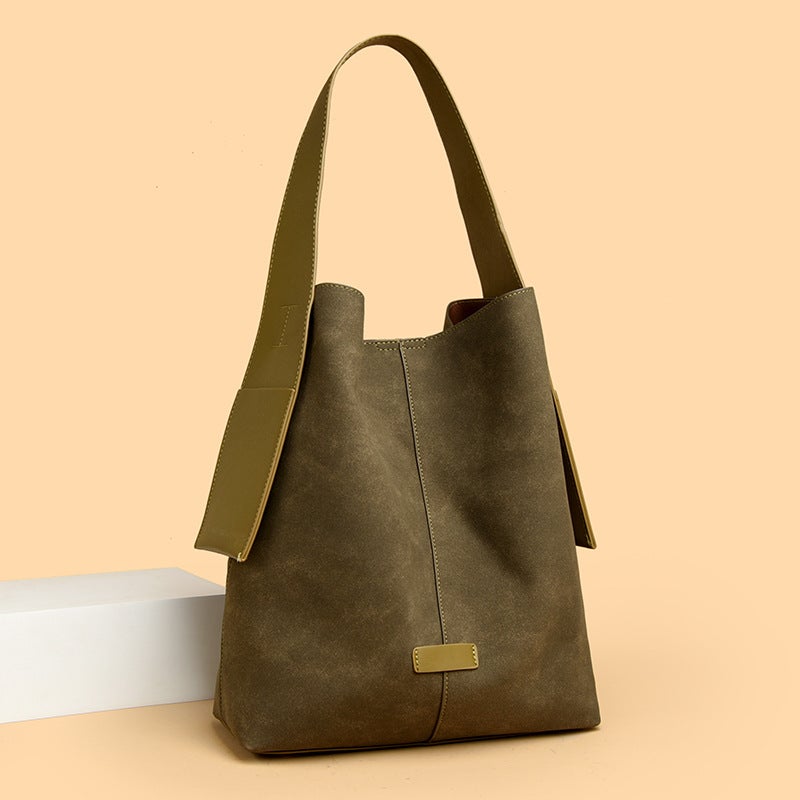Fashion Tote Bag For Women, Korean Version, Solid Color, Retro, Casual, Large Capacity, Single Shoulder Bag, 2025 Niche, Mother-Daughter Bag, Underarm Bag - Image 5