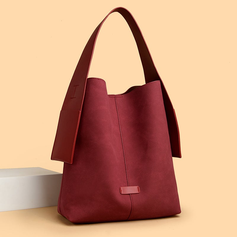 Fashion Tote Bag For Women, Korean Version, Solid Color, Retro, Casual, Large Capacity, Single Shoulder Bag, 2025 Niche, Mother-Daughter Bag, Underarm Bag - Image 4