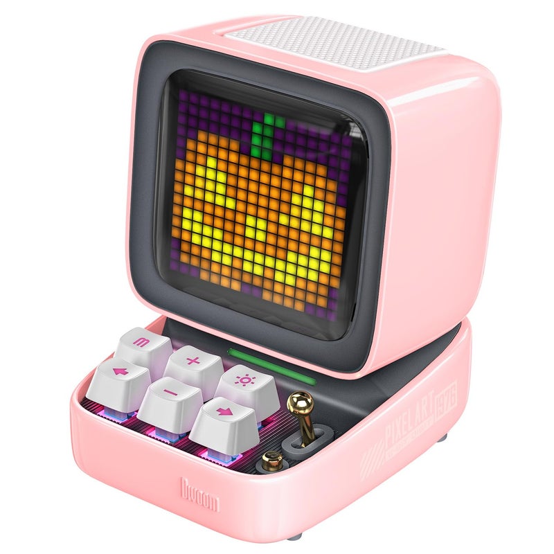 Divoom Ditoo Retro Pixel Art Game Bluetooth Speaker with 16X16 LED App Controlled Front Screen (Pink) - Image 1