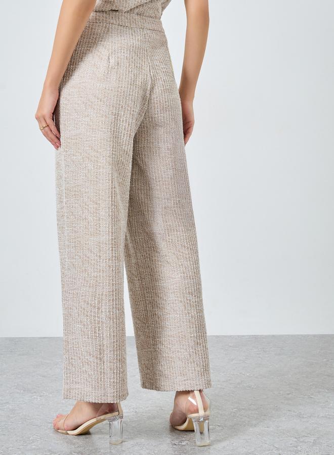 ستايلي بنطال تويد بأرجل واسعة وحلقات حزام - Image 4