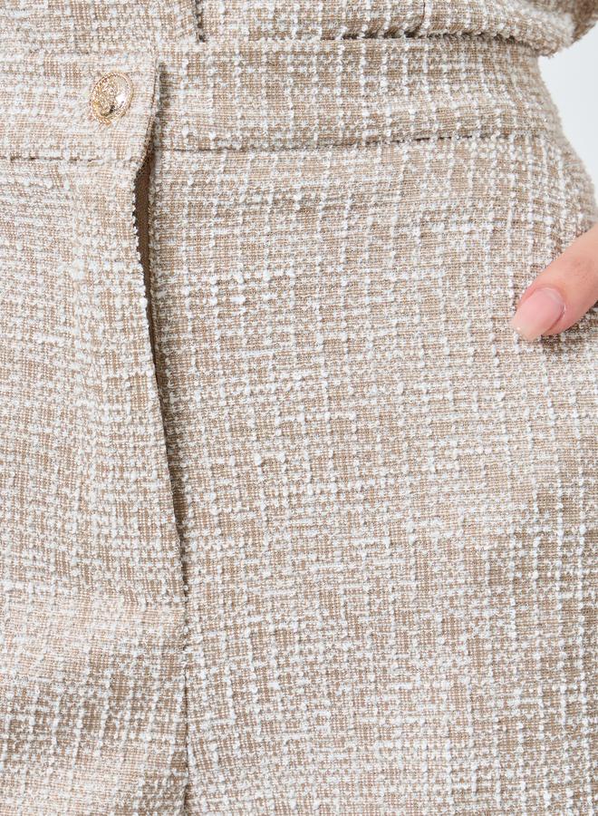 ستايلي بنطال تويد بأرجل واسعة وحلقات حزام - Image 3