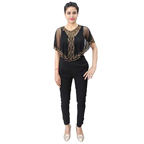 Matelco Women Net Poncho Cape (Black-Golden) - Image 3