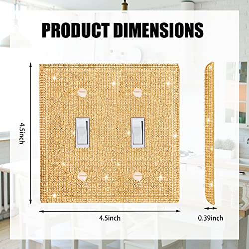 Gaocai Shiny Golden Rhinestones Wall Plate Cover Double Toggle Toggle Light Switch Cover Rhinestones Decorative Outlet Covers Wall Plate 2 Gang Decorative - Image 2