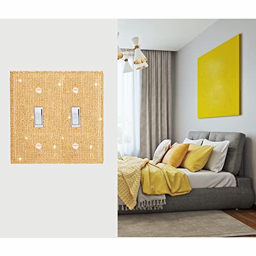Gaocai Shiny Golden Rhinestones Wall Plate Cover Double Toggle Toggle Light Switch Cover Rhinestones Decorative Outlet Covers Wall Plate 2 Gang Decorative - Image 5