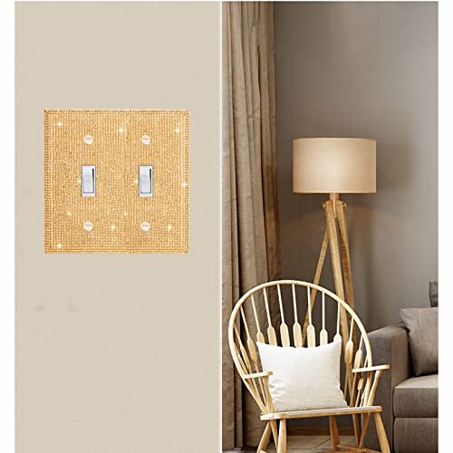 Gaocai Shiny Golden Rhinestones Wall Plate Cover Double Toggle Toggle Light Switch Cover Rhinestones Decorative Outlet Covers Wall Plate 2 Gang Decorative - Image 3
