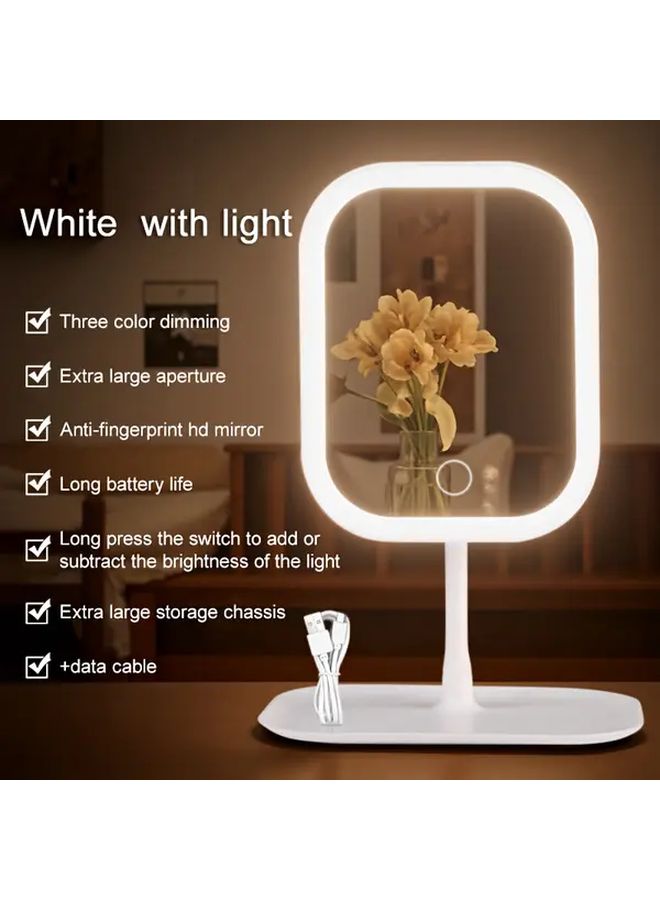 LED Makeup Mirror With Light Pink Portable Folding Touch Control Vanity Lamp 3 Modes Rechargeable Battery For Women Thanksgiving Halloween Valentine Easter Gift - Image 2