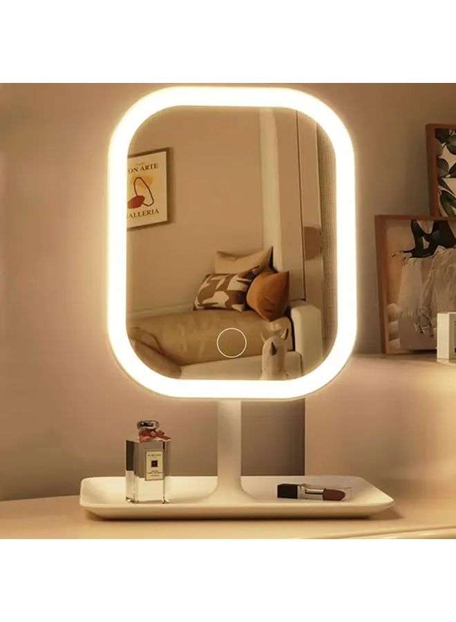 LED Makeup Mirror With Light Pink Portable Folding Touch Control Vanity Lamp 3 Modes Rechargeable Battery For Women Thanksgiving Halloween Valentine Easter Gift - Image 3