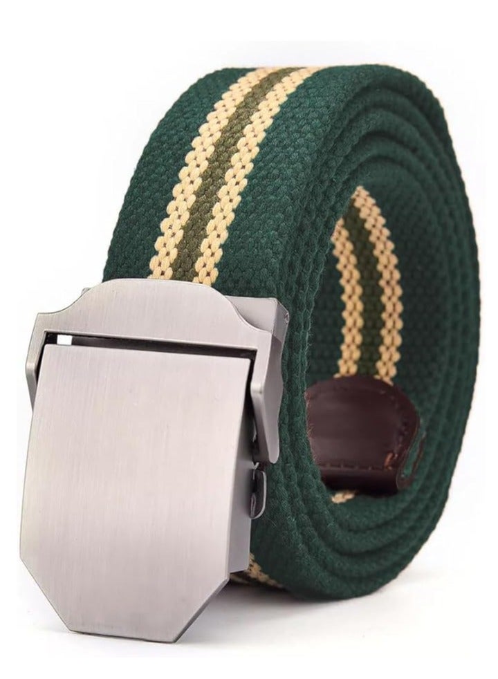 Tango حزام قماش للرجال - طراز عسكري - حزام تكتيكي مع مشبك معدني - حزام قابل للتعديل ليتناسب بشكل مريح. (أخضر مخطط) - Image 1