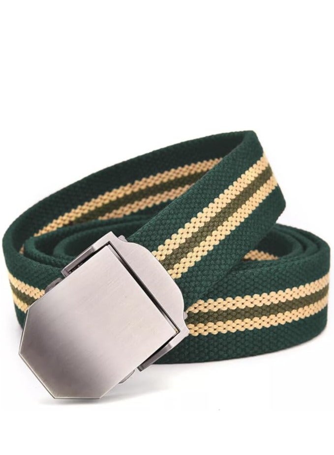 Tango حزام قماش للرجال - طراز عسكري - حزام تكتيكي مع مشبك معدني - حزام قابل للتعديل ليتناسب بشكل مريح. (أخضر مخطط) - Image 2