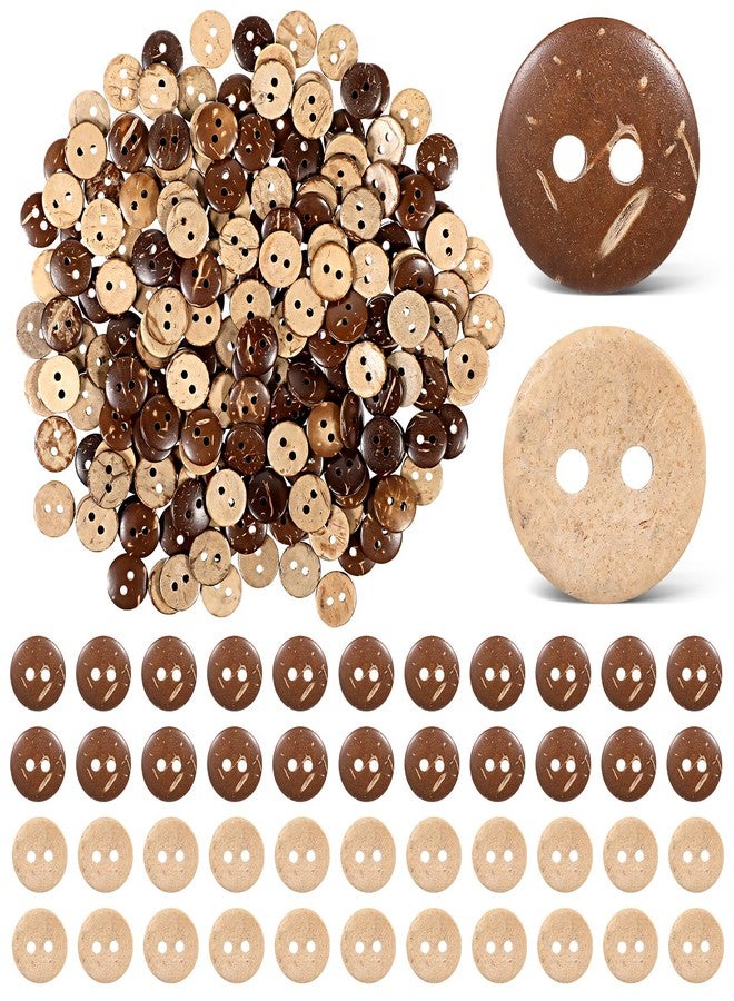 Molain 200 Pcs Coconut Shell Buttons, Sewing Wooden Buttons for Crafts, 1/2 Inch (12.5mm) Shirt Button 2 Hole Brown Coconut Button for Sewing Shirt Crochet Projects Crafts(2-Hole) - Image 1