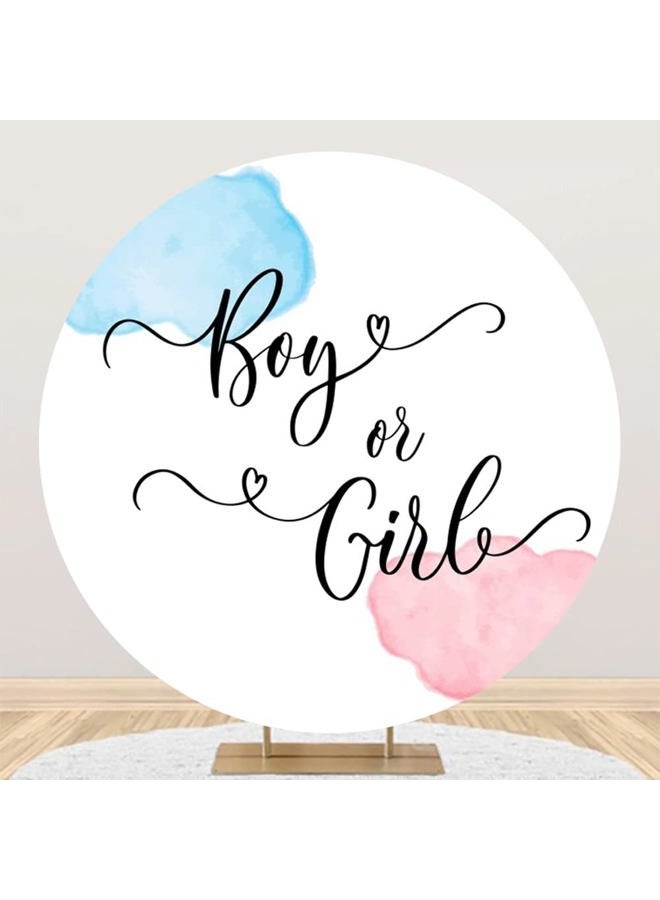 Laeacco 6.5x6.5ft Boy or Girl Gender Reveal Round Backdrop Pink Blue Watercolor Pattern Newborn Baby Shower Arch Photography Background He or She Neutral Reveal Party Cake Table Decor Photo Booth Prop - Image 1