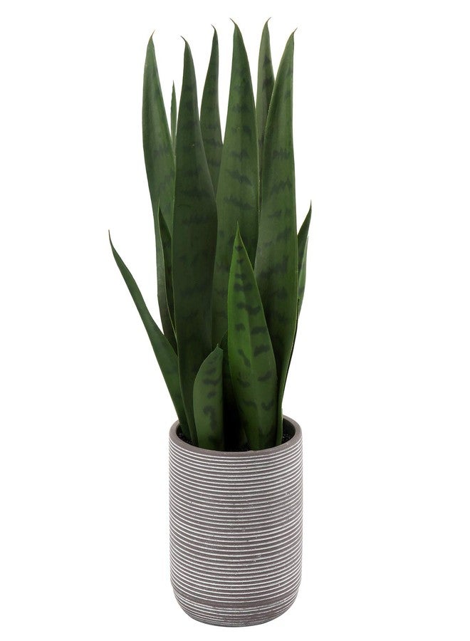 Briful Fake Snake Plant 16" Faux Potted Plant Artificial Snake Plant with Cement Pot Sansevieria Plant Perfect for House Modern Living Room Office Housewarming Gift Indoor Decor - Image 1