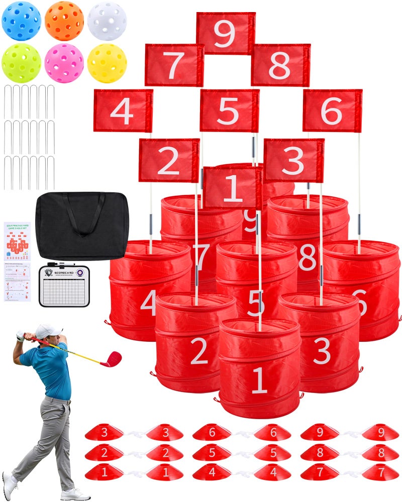 Hotwind Backyard Golf Game Portable 9 Hole Outdoor Golf Course for Indoor Outdoor Play Yard Golf Practice Game Gifts for Family and Adults Lawn Beach Yard Park Golfgame for Adults No Clubs - Image 2