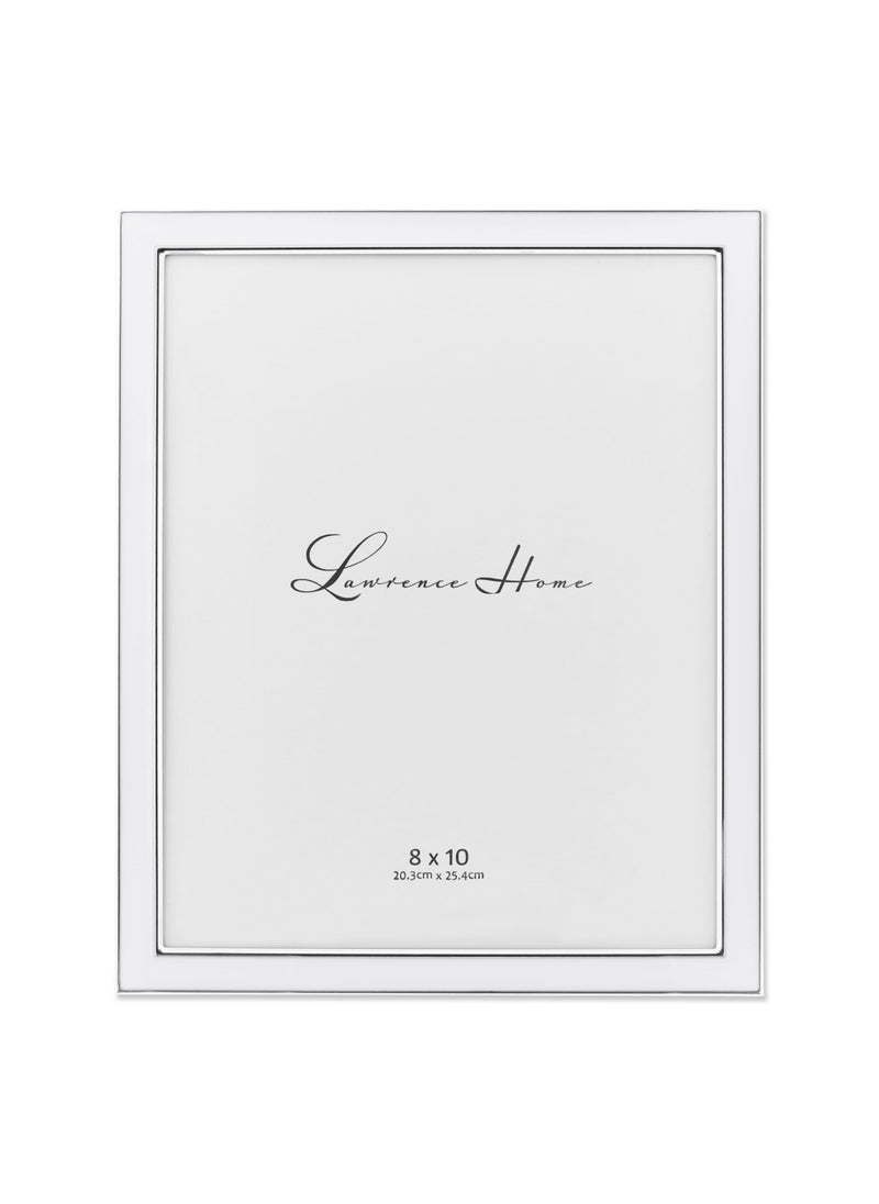 Lawrence Frames Lawrence Frames Silver Plated Metal with White Enamel Picture Frame 8x10 