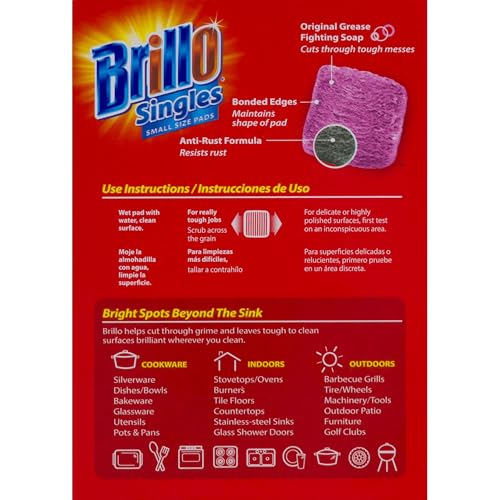 Brillo وسادات صابون الصوف الفولاذي للاستخدام الفردي من بريلو، حجم أصغر برائحة حمراء أصلية، عبوة 15 عدداً - Image 4