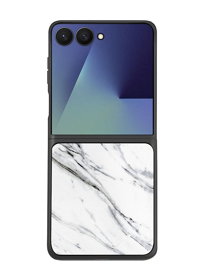 Stylizedd For Samsung Galaxy Z Flip7 Case,Slim fit Camera Protection, Shockproof Thin Phone cover  - Marble Print Grey White