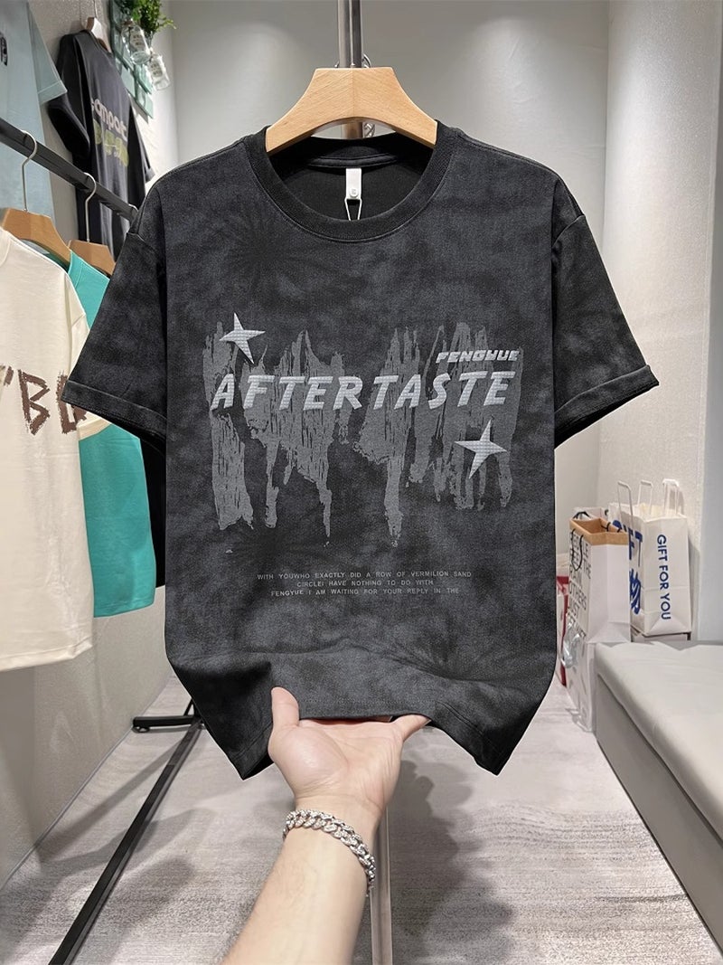 Thin Tie-Dye Distressed Short-Sleeved T-Shirt Men'S Concave And Convex Steel-Printed Half-Sleeved Loose Casual T-Shirt For Men - Image 4