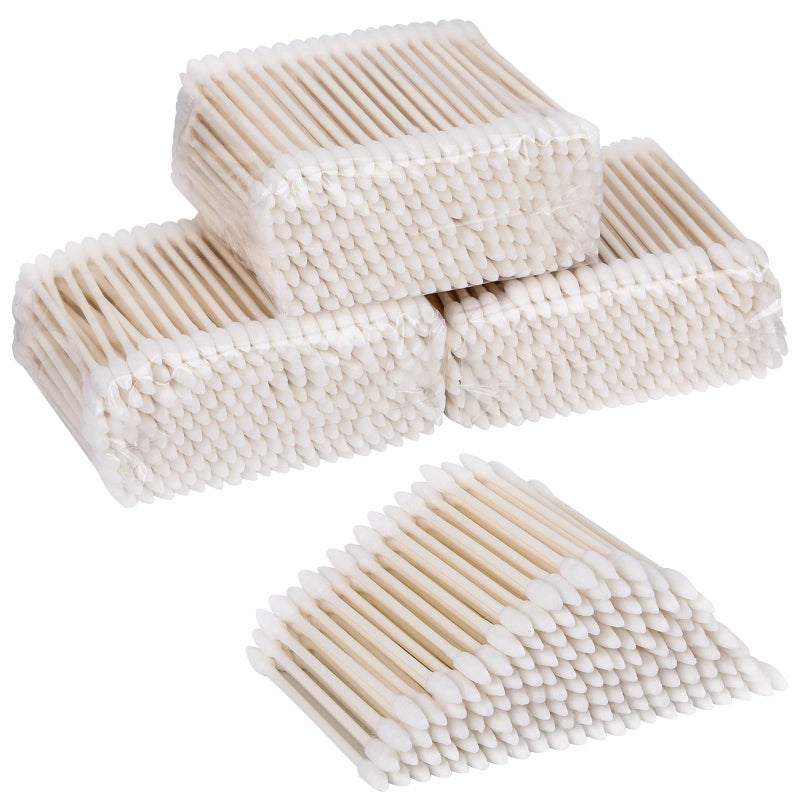 800 قطعة من أعواد القطن ذات الأطراف الدقيقة 3 أعواد قطن مزدوجة الطرف مع أعواد ورقية