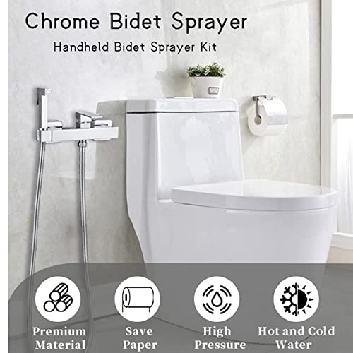 AZOS Bidet Sprayer for Toilet, Toilet Concealed Hot and Cold Mixing Brass Handheld Bidet Toilet Sprayer Wall Mount Diaper Douche Shattaf Kit for Bathroom Cleaning, Polished Chrome - Image 2